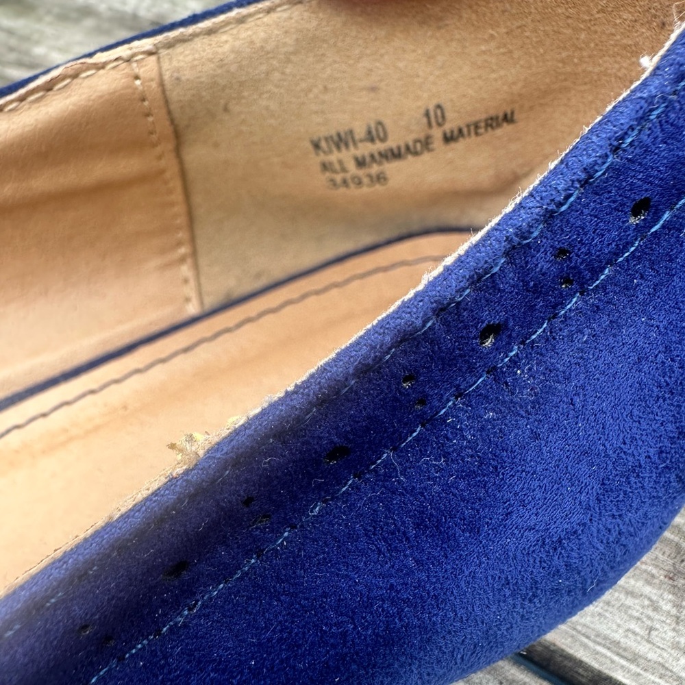 Bamboo Royal Blue Faux Suede Tassel Loafers - Size 10 - Picture 5 of 6